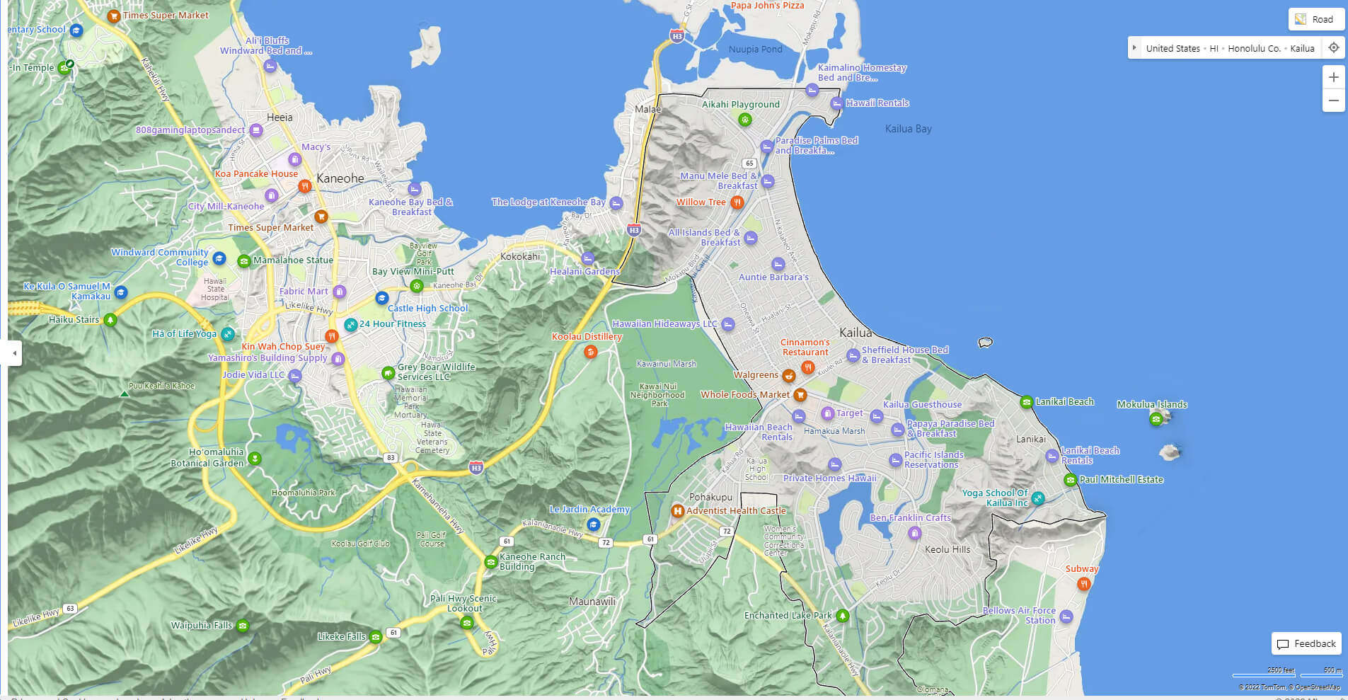 Kailua Detailed Map